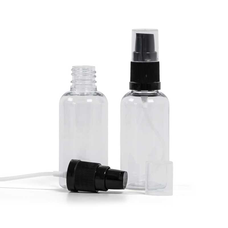 Klare Kunststoffflasche, schwarze Lotionpumpe, 50 ml