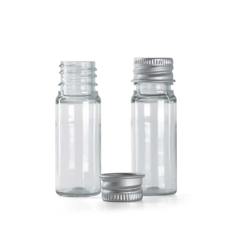 Flakon, Kunststoff, transparent, Aluminiumverschluss, 10 ml
