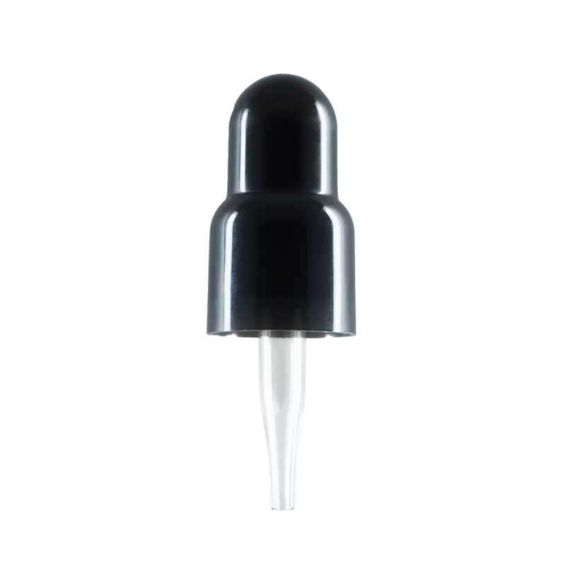 Schwarze Kunststoffpipette mit schwarzer Überkappe für 25-ml-Flasche