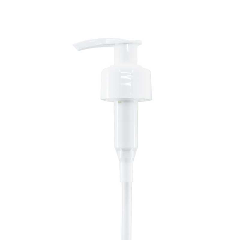 Weiße Kunststoff-Lotionpumpe, 130 mm Schlauch, 28/410