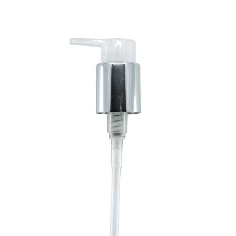 Klare Kunststoffpumpe mit glänzendem Silberkragen, 24/410