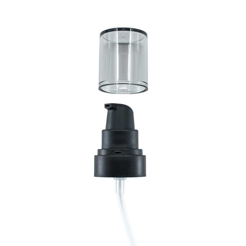 Schwarze Kunststoffpumpe mit rauchfarbener Kappe, 24/410