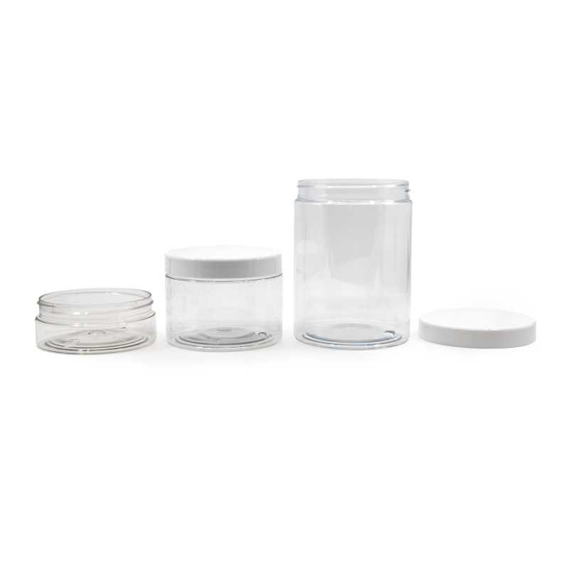 Kunststoffdose, transparent, weißer Verschluss, 500 ml