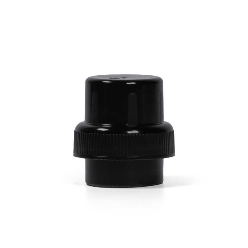 Schwarzer Kunststoffdeckel für Waschmittelflaschen, Typ 2