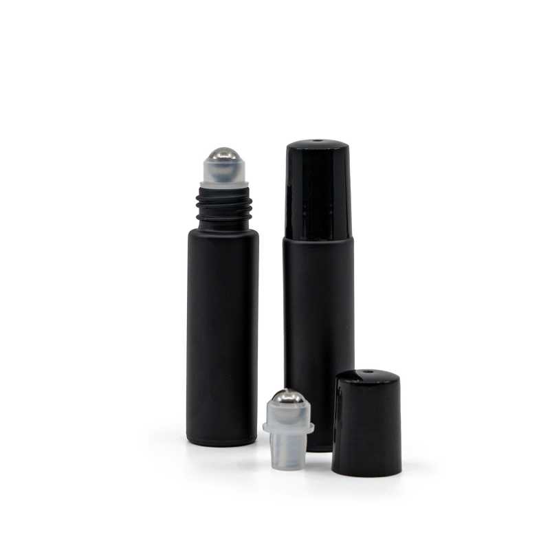 Glas-Roll-On-Flasche, Mattschwarz, 10 ml,