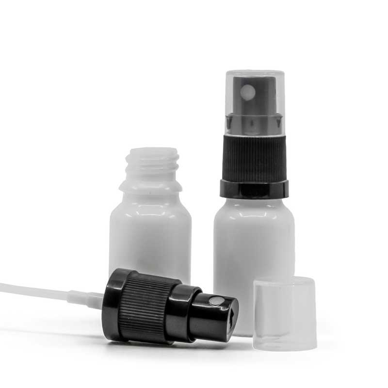 Weißglasflasche, schwarzes Spray, 10 ml