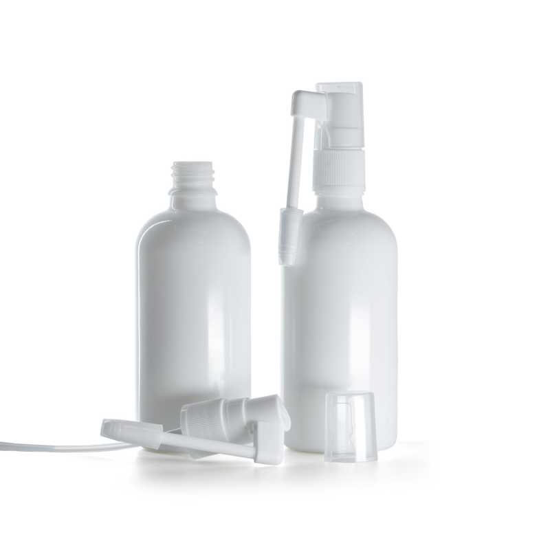 Weißglasflasche, Weißes Mundspray, 100 ml