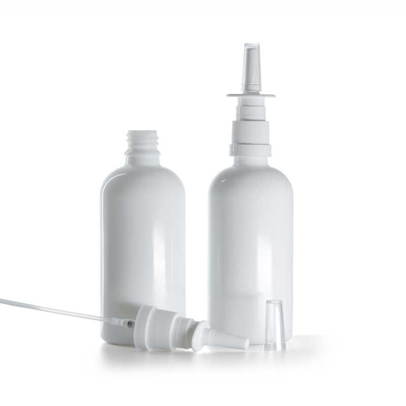 Weißglasflasche, Weißes Nasenspray, 100 ml
