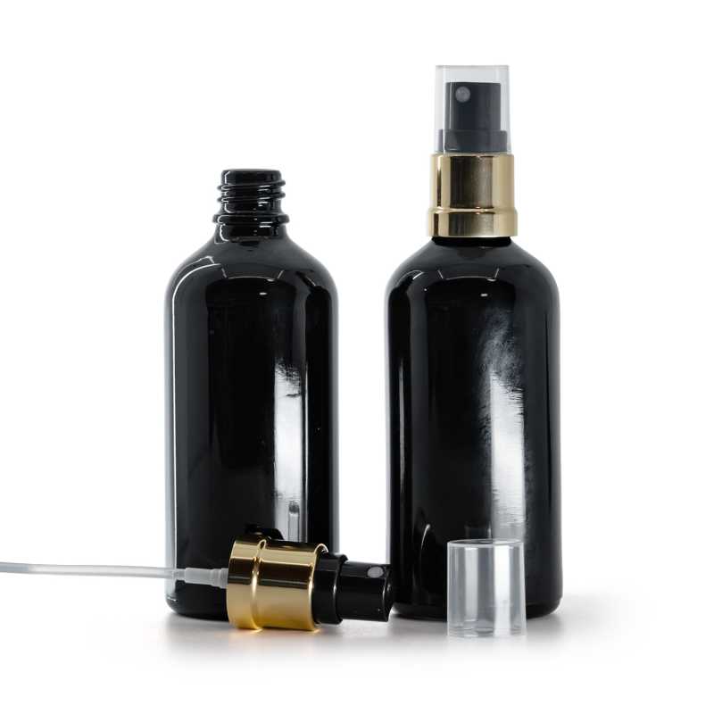 Glossy Black Glasflasche, Glossy Gold Black Spray, 100 ml