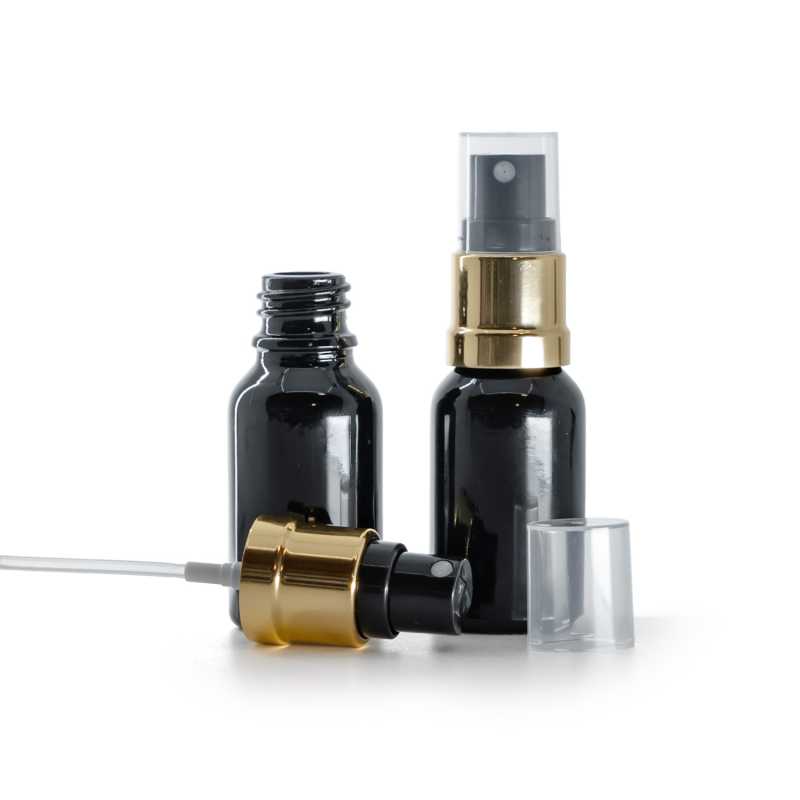 Glossy Black Glasflasche, Glossy Gold Black Spray, 15 ml
