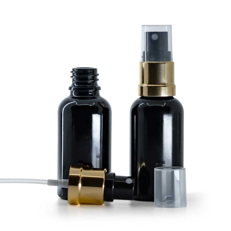 Glossy Black Glasflasche, Glossy Gold Black Spray, 30 ml