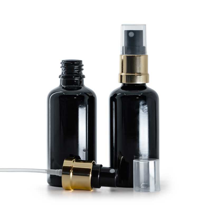 Glossy Black Glasflasche, Glossy Gold Black Spray, 50 ml