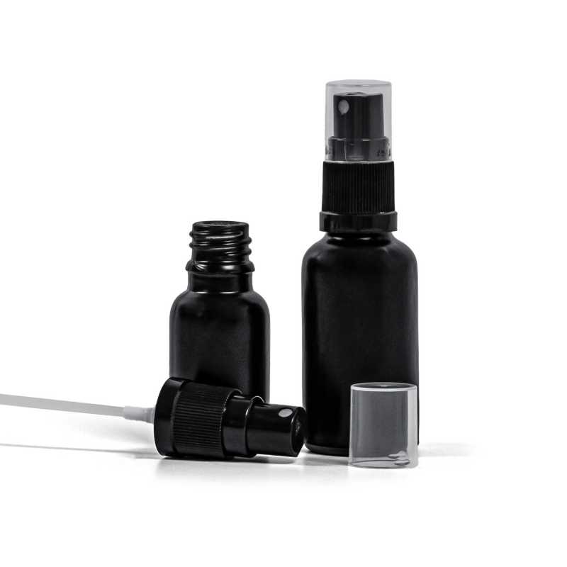 Mattschwarze Glasflasche, schwarzes Spray, 30 ml