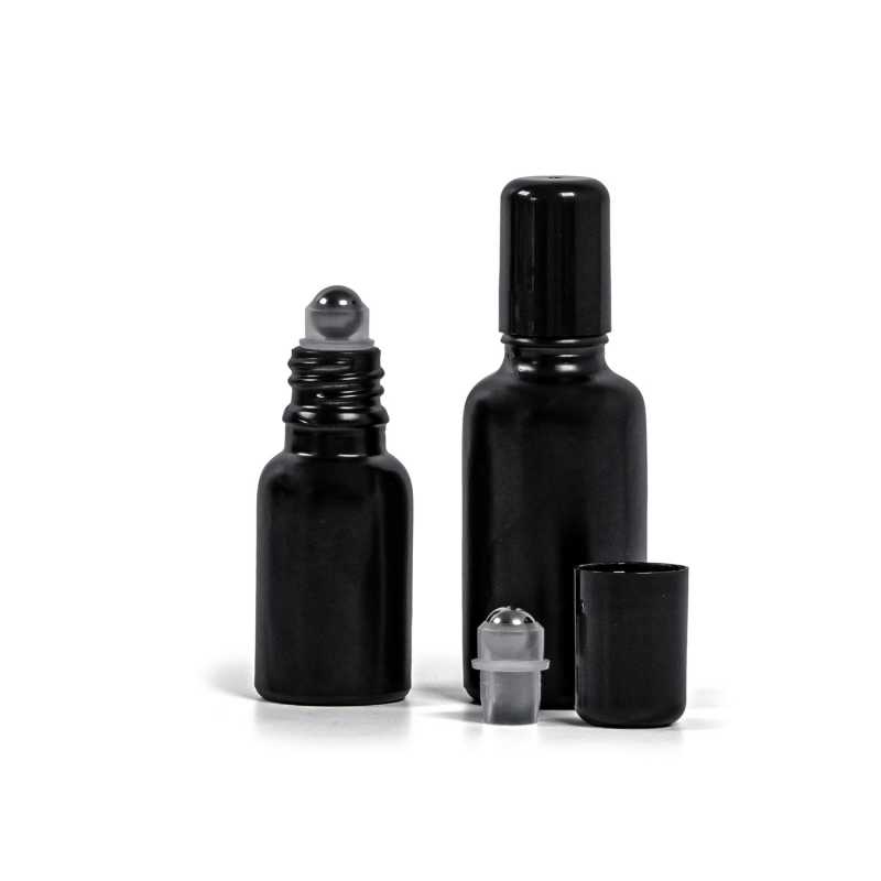 Mattschwarzes Glasfläschchen mit Roll-On, 30 ml