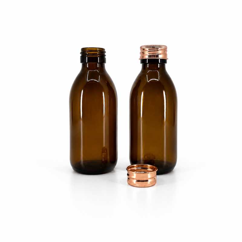 Glasflasche, 150 ml, Aluminiumverschluss roségold