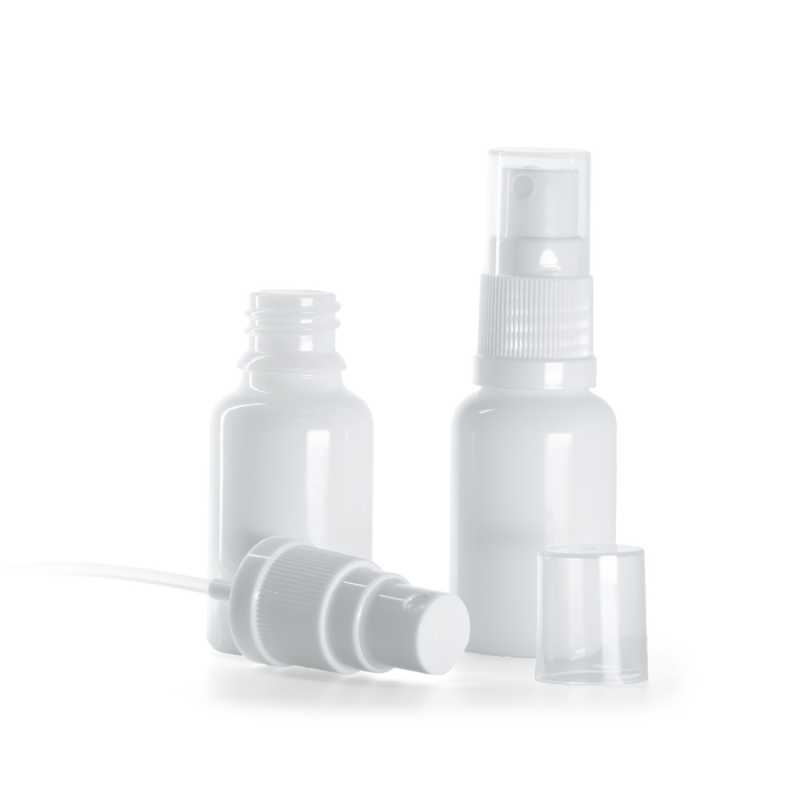 Weißglasflasche, weißes Spray, 15 ml