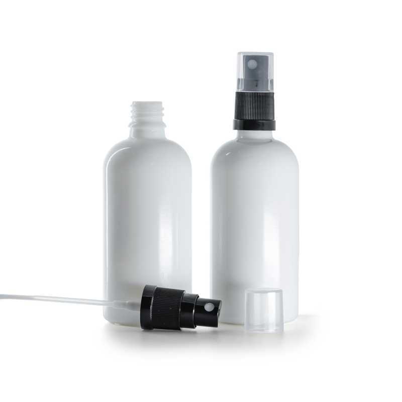 Weißglasflasche, schwarzer Sprühnebel, 100 ml