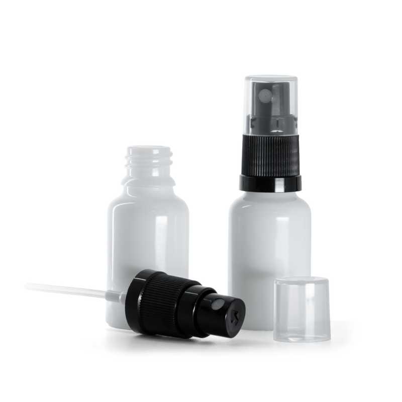 Weißglasflasche, schwarzes Spray, 15 ml