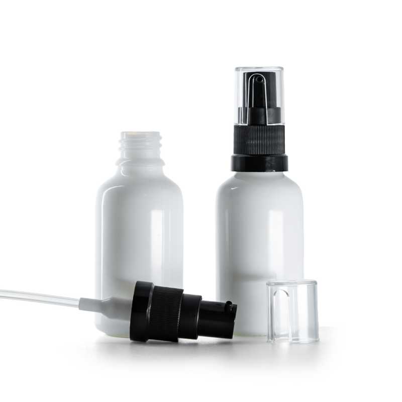 Weiße Glasflasche mit Öldispenser 30 ml