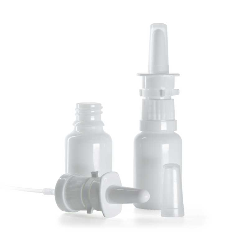Weißglasflasche, Weißes Nasenspray, 15 ml