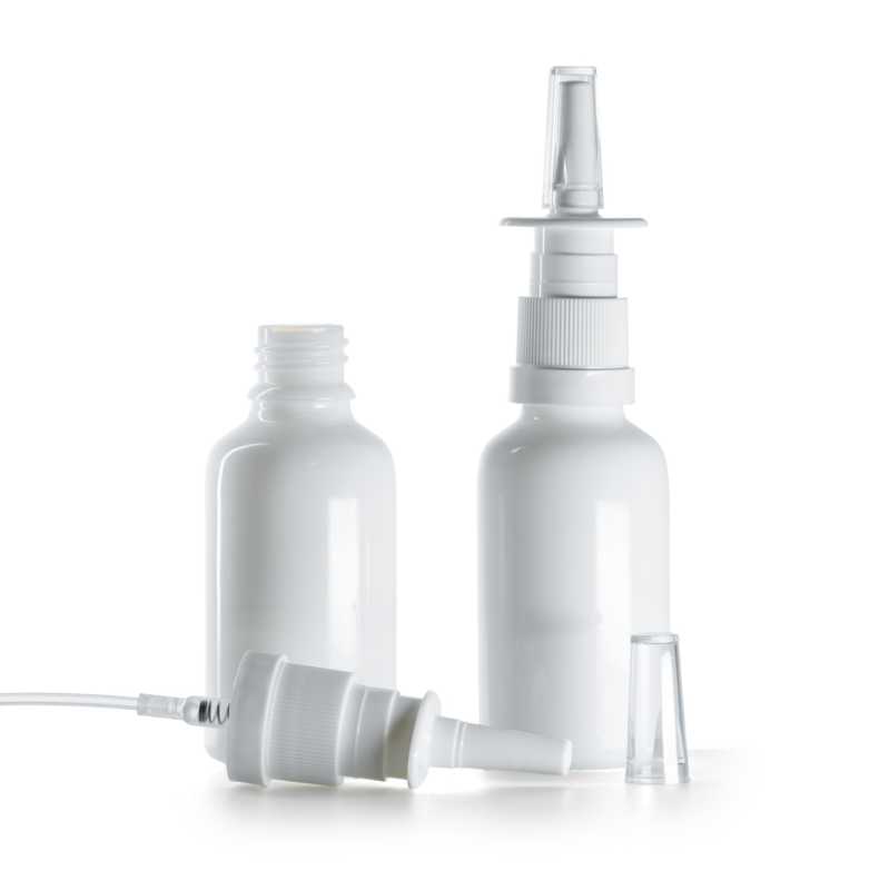 Weiße Glasflasche, Nasensprühkopf, 30 ml