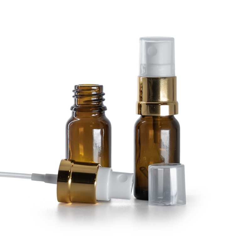 Braunglasflasche, Gold-Weiß-Spray, 10 ml