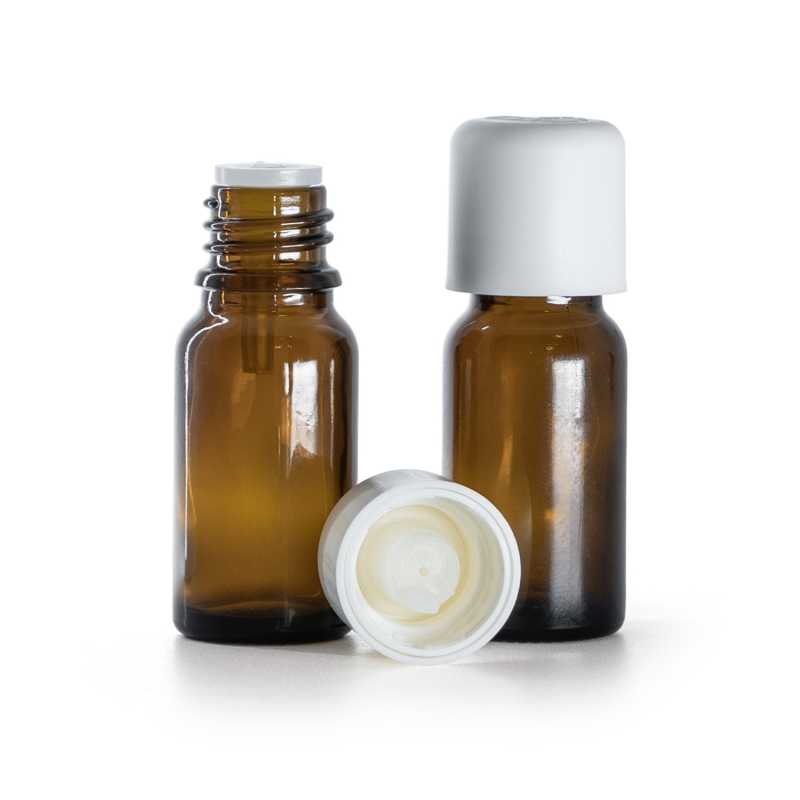 Braunglasflasche, weiße Sicherheitskappe und Tropfer, 10 ml