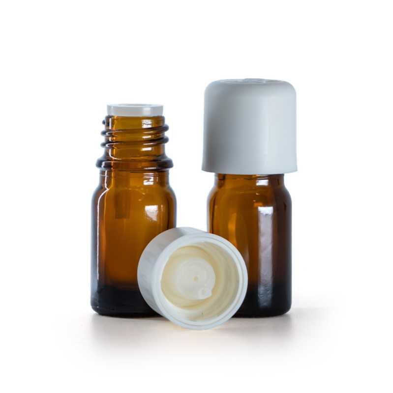 Braunglasflasche, weiße Sicherheitskappe und Tropfer, 5 ml