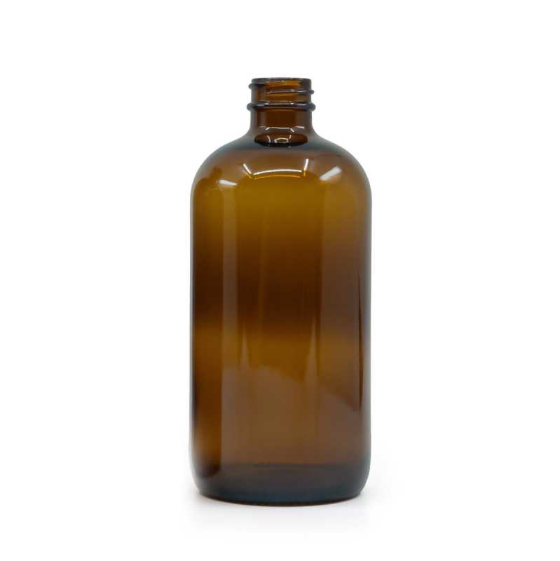 Bernsteinfarbene runde Boston-Glasflasche, PP28, 500 ml