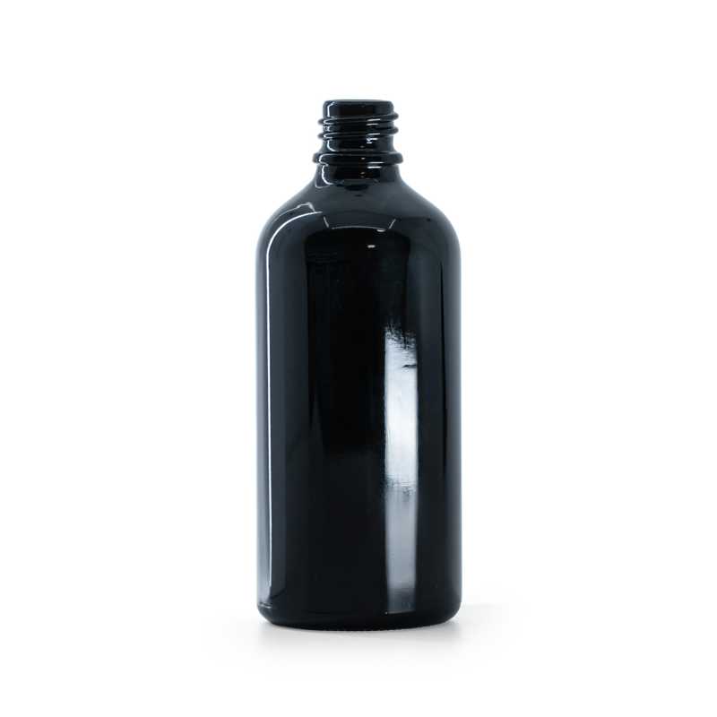 Schwarz glänzende Glasflasche, 100 ml