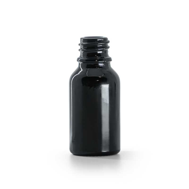 Schwarz glänzende Glasflasche, 15 ml, 156 ks