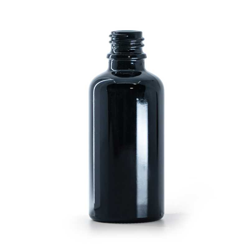 Schwarz glänzende Glasflasche, 50 ml, 88 ks