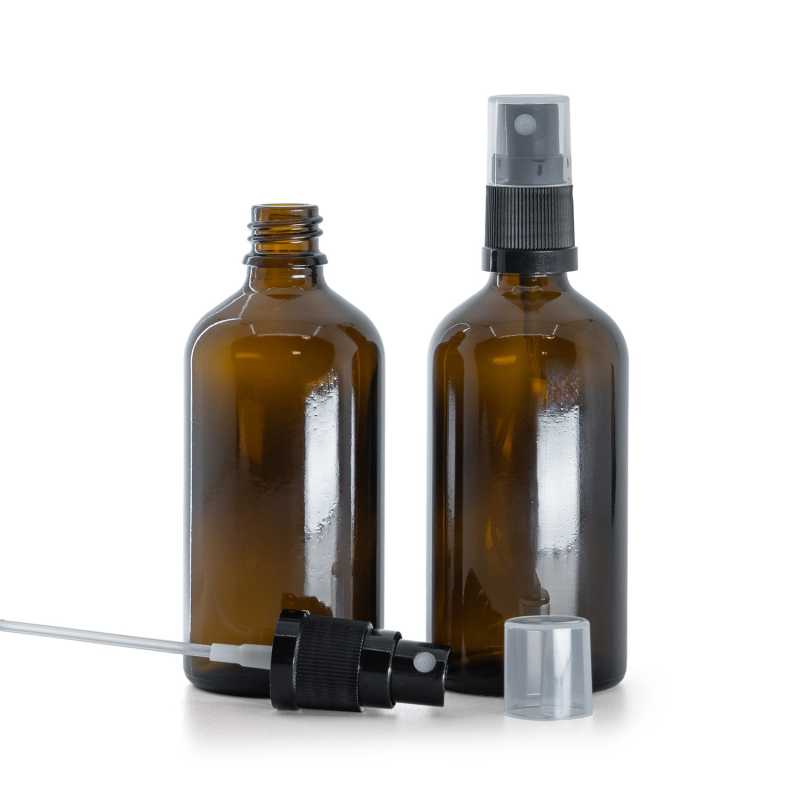 Braunglasflasche, schwarzes Spray, 100 ml