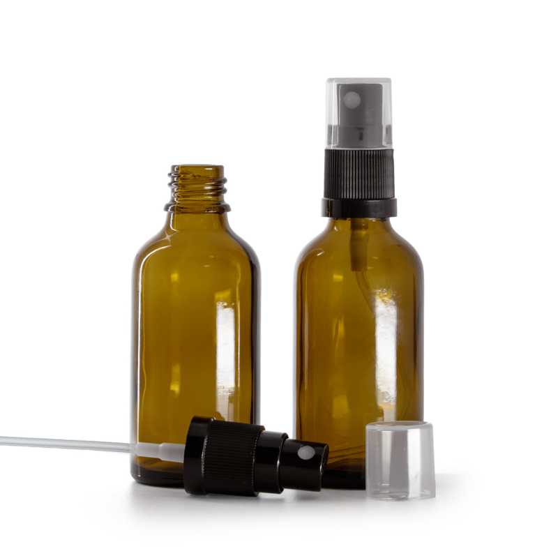 Braunglasflasche, schwarzes Spray, 50 ml