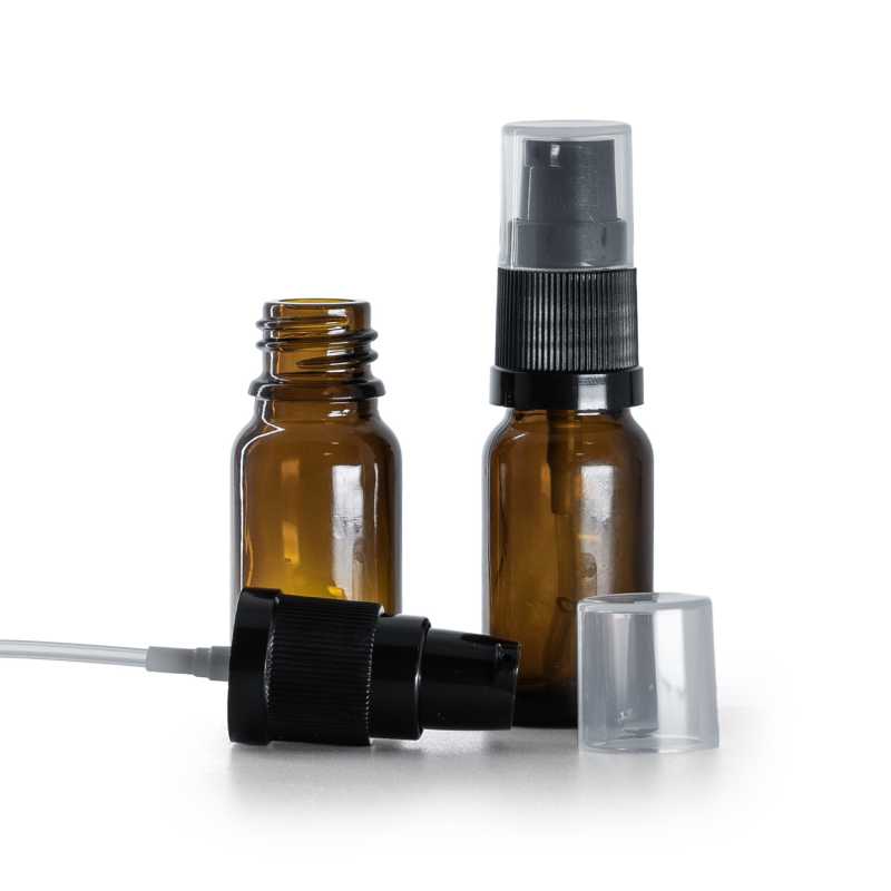 Braunglasflasche, Lotionpumpe, 10 ml