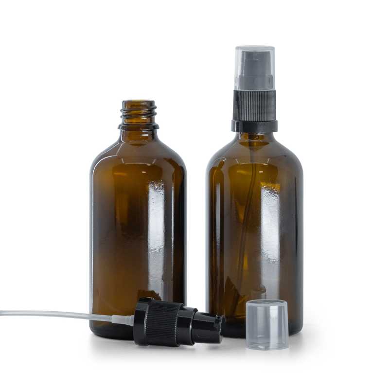 Braunglasflasche, Lotion Pumpe, 100 ml