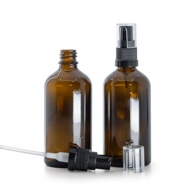 Braunglasflasche, Ölpumpe, 100 ml