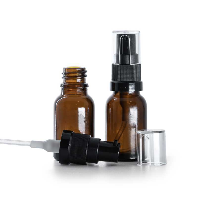 Braunglasflasche, Ölpumpe, 15 ml