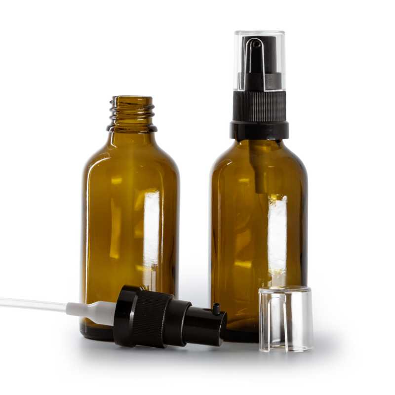 Braunglasflasche, Ölpumpe, 50 ml