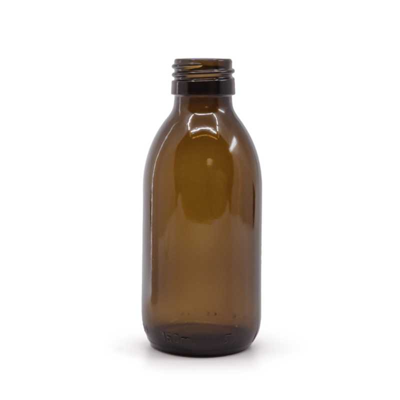 Braune Glasflasche für Sirup, PP28S, 150 ml