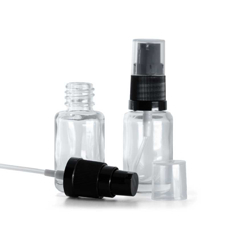 Klarglasflasche, rund, Lotionpumpe, 12 ml