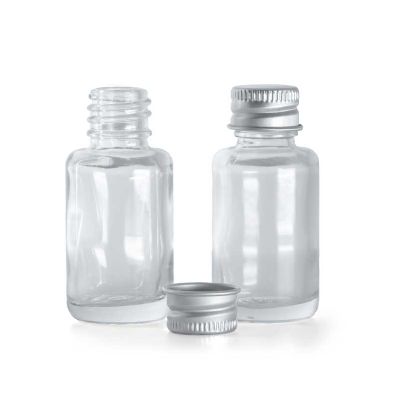 Transparente Glasfläschchen, Aluminium-Verschluss, 12 ml