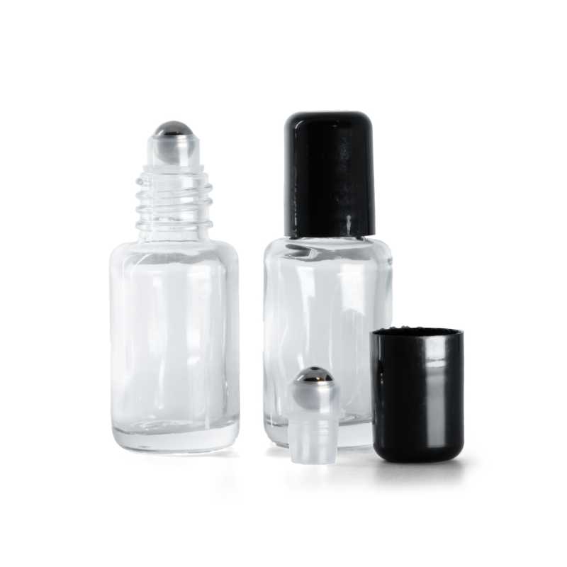 Klarglasflasche, rund mit Roll-On, 12 ml