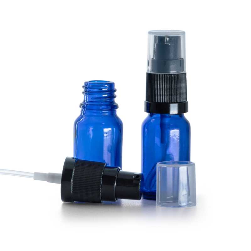 Blaue Glasflasche, Lotion Pumpe, 10 ml