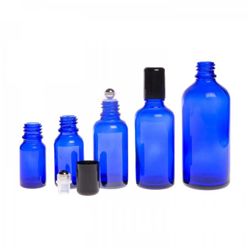 Blaue Glasflasche mit Roll-On, 50 ml