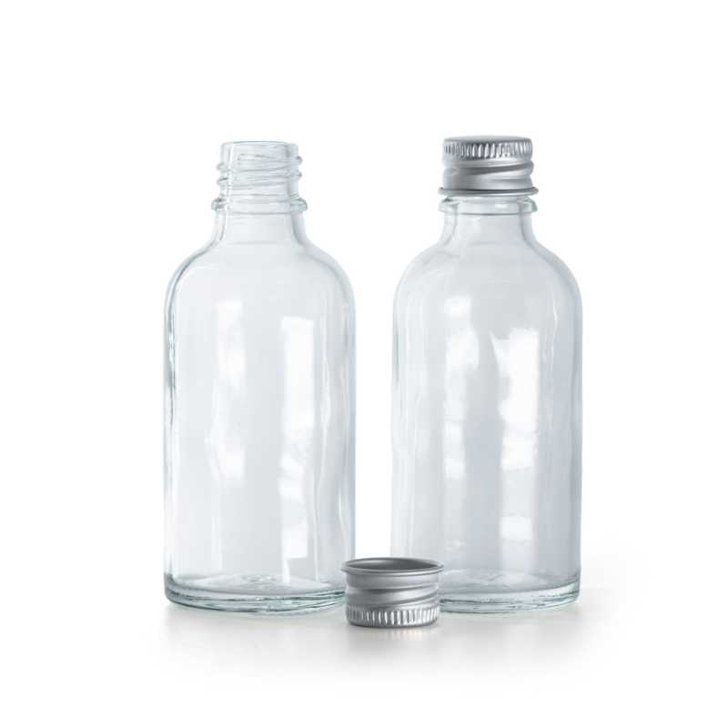 Transparentes Glasfläschchen, Aluminiumverschluss, 30 ml