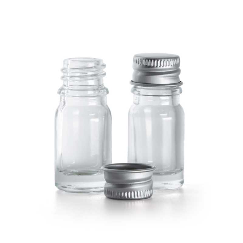Transparentes Glasfläschchen, Aluminiumverschluss, 5 ml