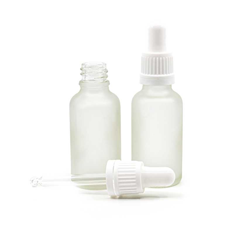 Klare Milchglasflasche, weiße Pipette, 30 ml
