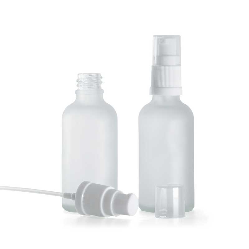 Milchglasflasche, weiß, Pumpe für Lotion, 50 ml