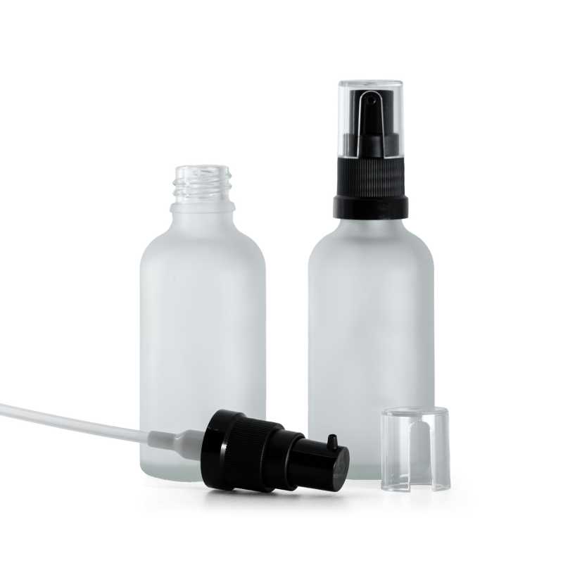 Klarglasflasche, mattiert, Ölpumpe, 50 ml